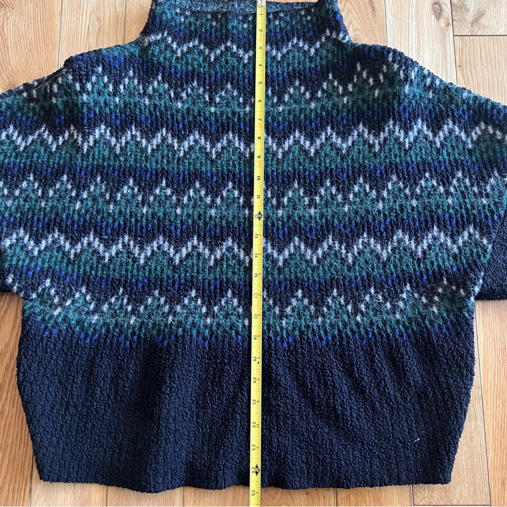 Pilcro Anthropologie Selene Zig Zag Sweater Navy Blue Green Oversized Womens Med - Picture 4 of 7